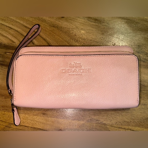 Coach Handbags - Coach, Pale Pink Zip Around Wallet with Wristlet